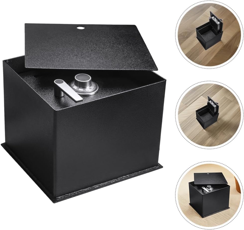 BESPORTBLE In-Ground Floor Safe with Combination Lock, Steel Construction, Hidden Storage for Valuables, Black