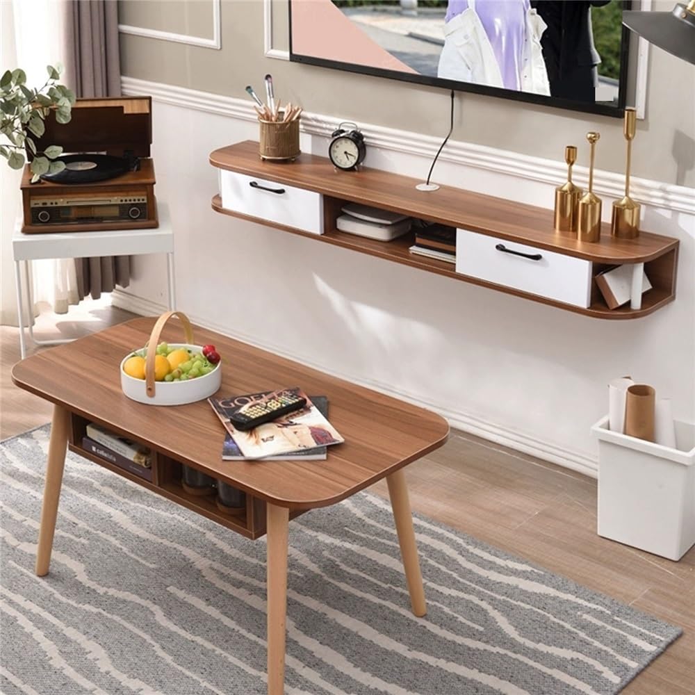 Supporto per TV, mensola da parete per intrattenimento, per centro intrattenimento, mobiletto per TV, console multimediale, in legno (grigio, 180 x 16 x 24 cm)