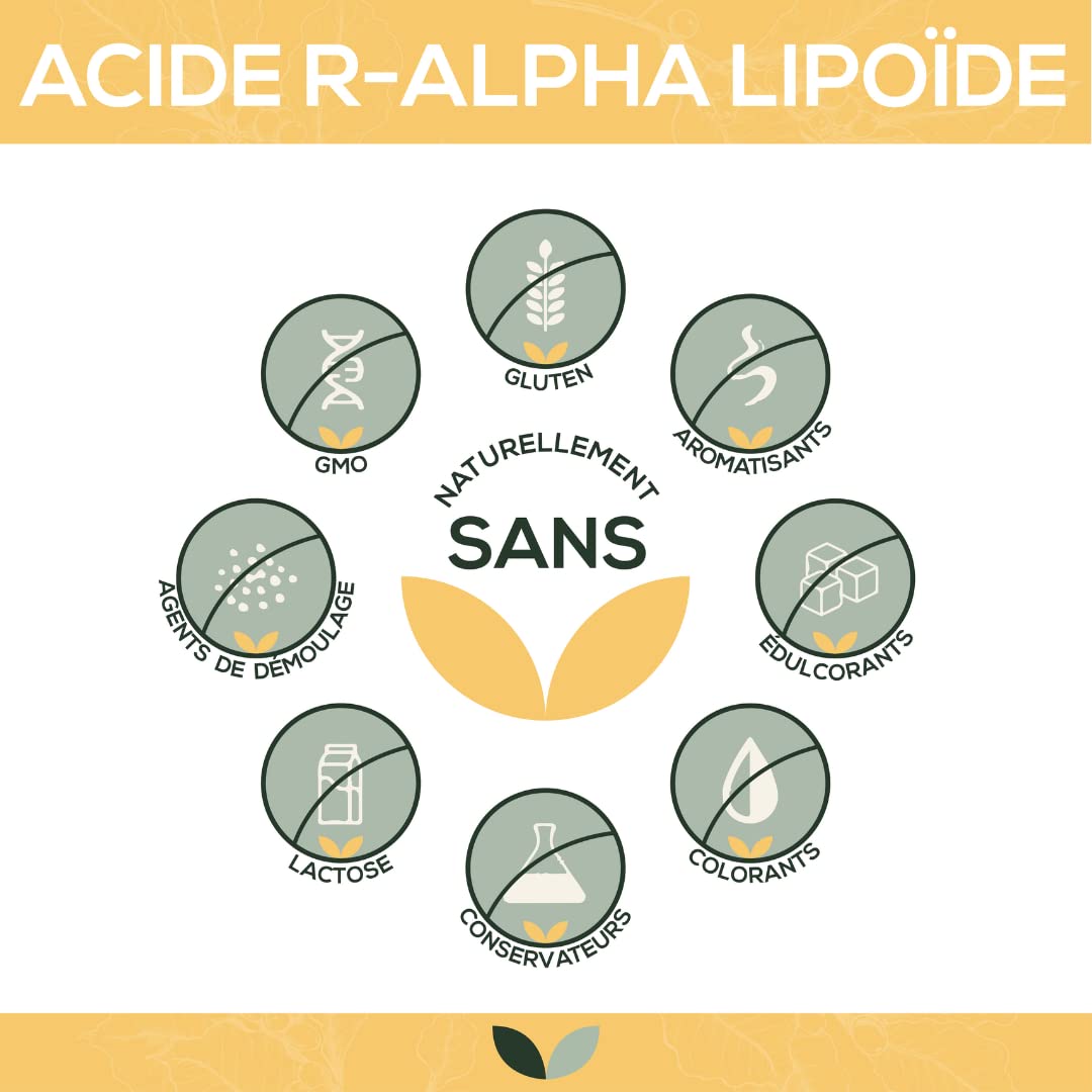 Acide R-alpha-lipoïque 400 mg par gélule | 120 gélules | Hautement dosé | en biodisponibilité particulièrement élevée | Végétalien | Emballage papier 100% écologique