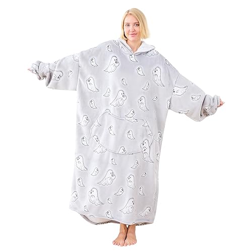 Moinlizy Wearable Blanket Hoodie, Long Thick Hooded Blanket Oversized for