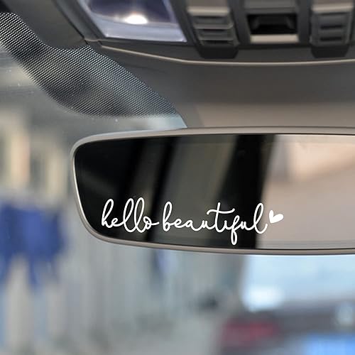 3x Hello Beautiful Rearview Mirror Decal, Vanity Mirror Stickers, Rear View Mirror Vinyl Decal, Car Accessories Gifts, Car Decal For Women, Car 3x Hello Beautiful Rearview Mirror Decal, Vanity Mirror Stickers, Rear View Mirror Vinyl Decal, Car Accessories Gifts, Car Decal For Women, Car