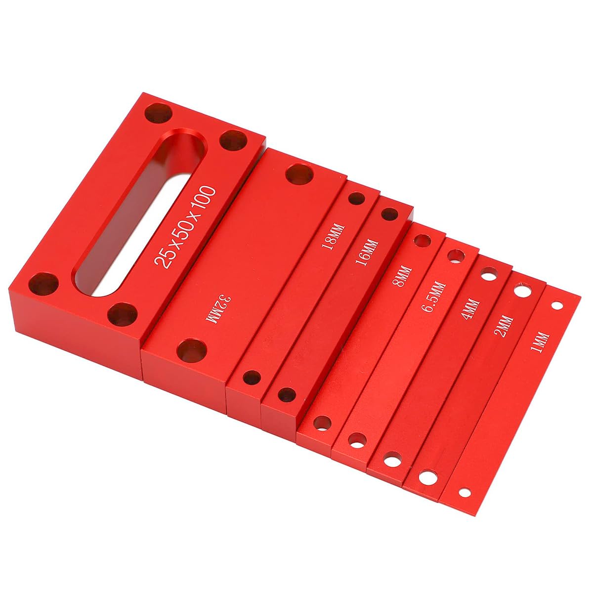 Lot de 9 Blocs de jauge de Hauteur pour Le Travail du Bois, Ensemble de Cales de Mesure pour scie à Table en Alliage d'aluminium, Blocs de Mesure pour Une Hauteur d'outil Rapide et précise