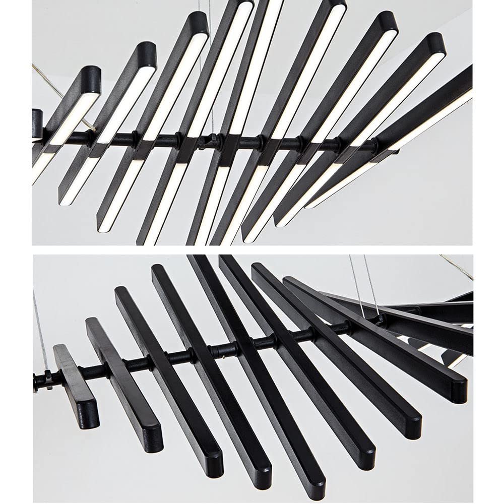 JAYMP Modern Chandelier Dining Room Fixtures Remote LED Pendant Light Kitchen Island Living Room Office Bar Dimmable Height Adjustable Hanging Lamp Black 30 Light