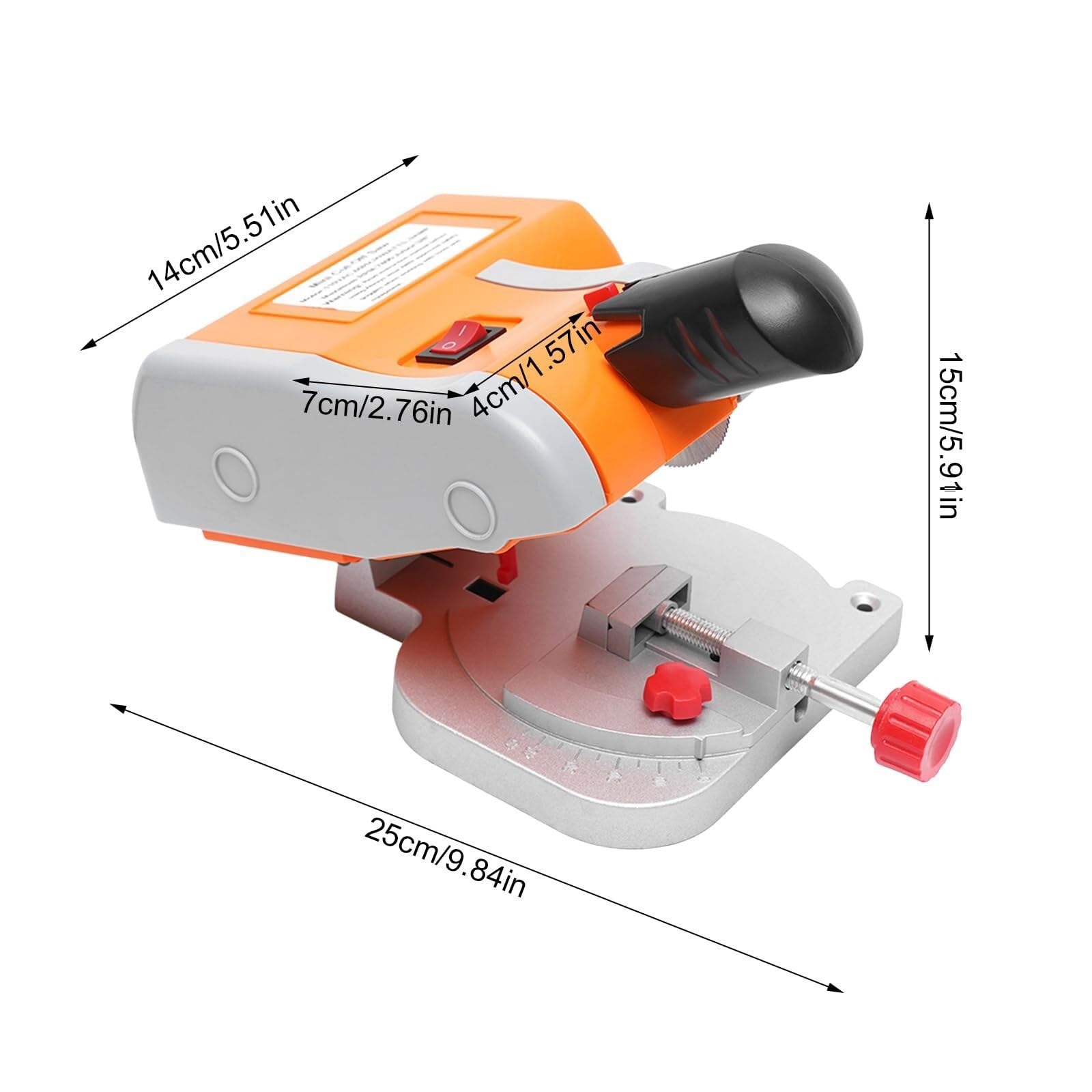 Mini troncatrice da banco, portatile, con lame in acciaio e resina, angolo regolabile massimo di 45° per un taglio preciso di legno, plastica, pietra e metalli