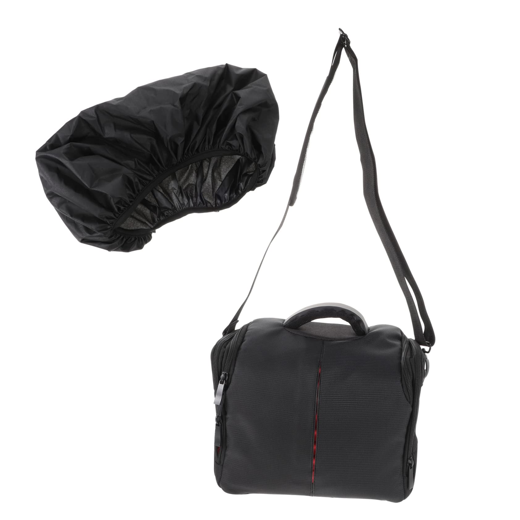 Borsa Fotografica per Reflex, Tracolla Regolabile, Tasche Interne e Copertura Antipioggia, in Nylon Nero per Accessori Foto