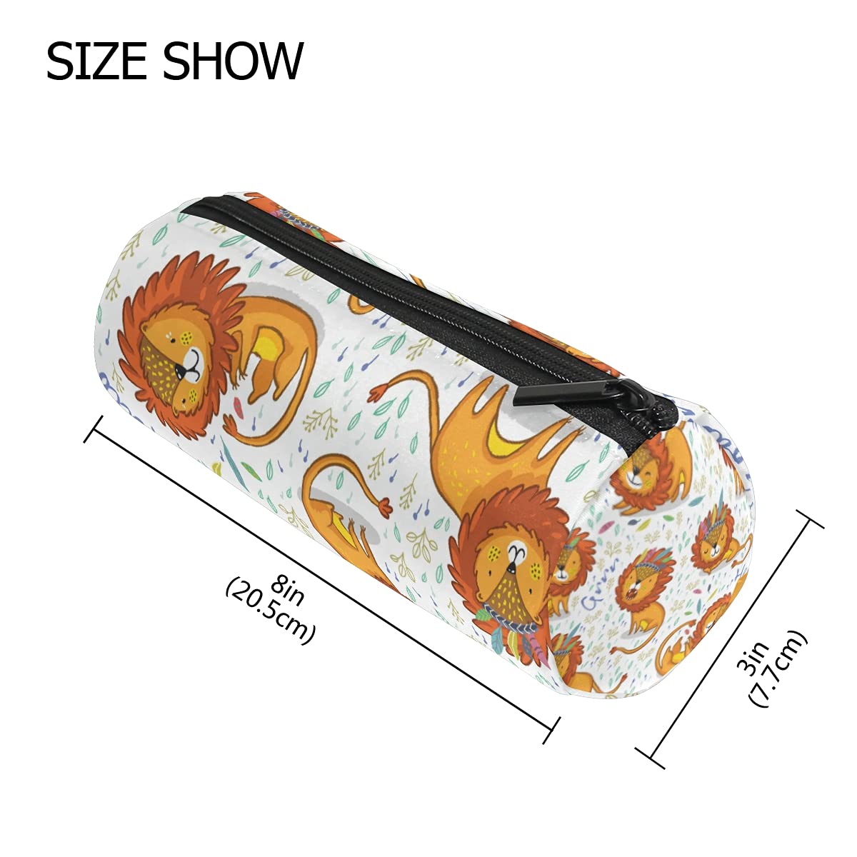 Trousse à Crayons Motif Lion D'Afrique Pour Enfants - Dimensions 20x7.5x7.5 Cm, Tissu Résistant, Fermeture éclair