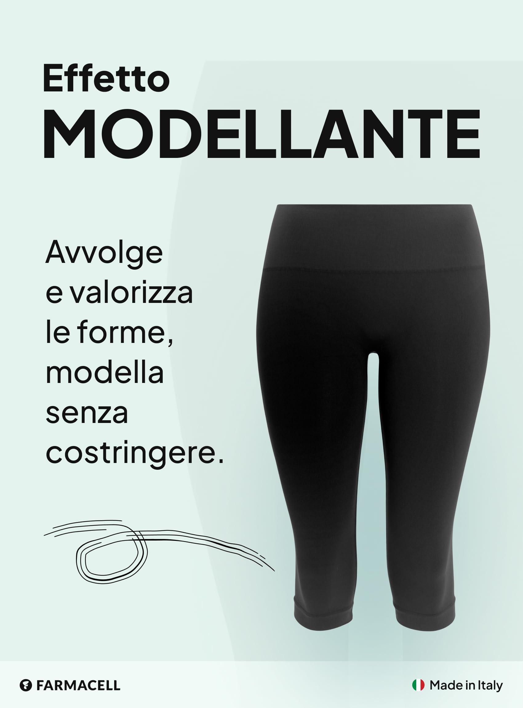 FarmaCell Leggings Anticellulite Donna 3/4, Leggings Capri Modellanti con Effetto Fir, Made in Italy, 604Y