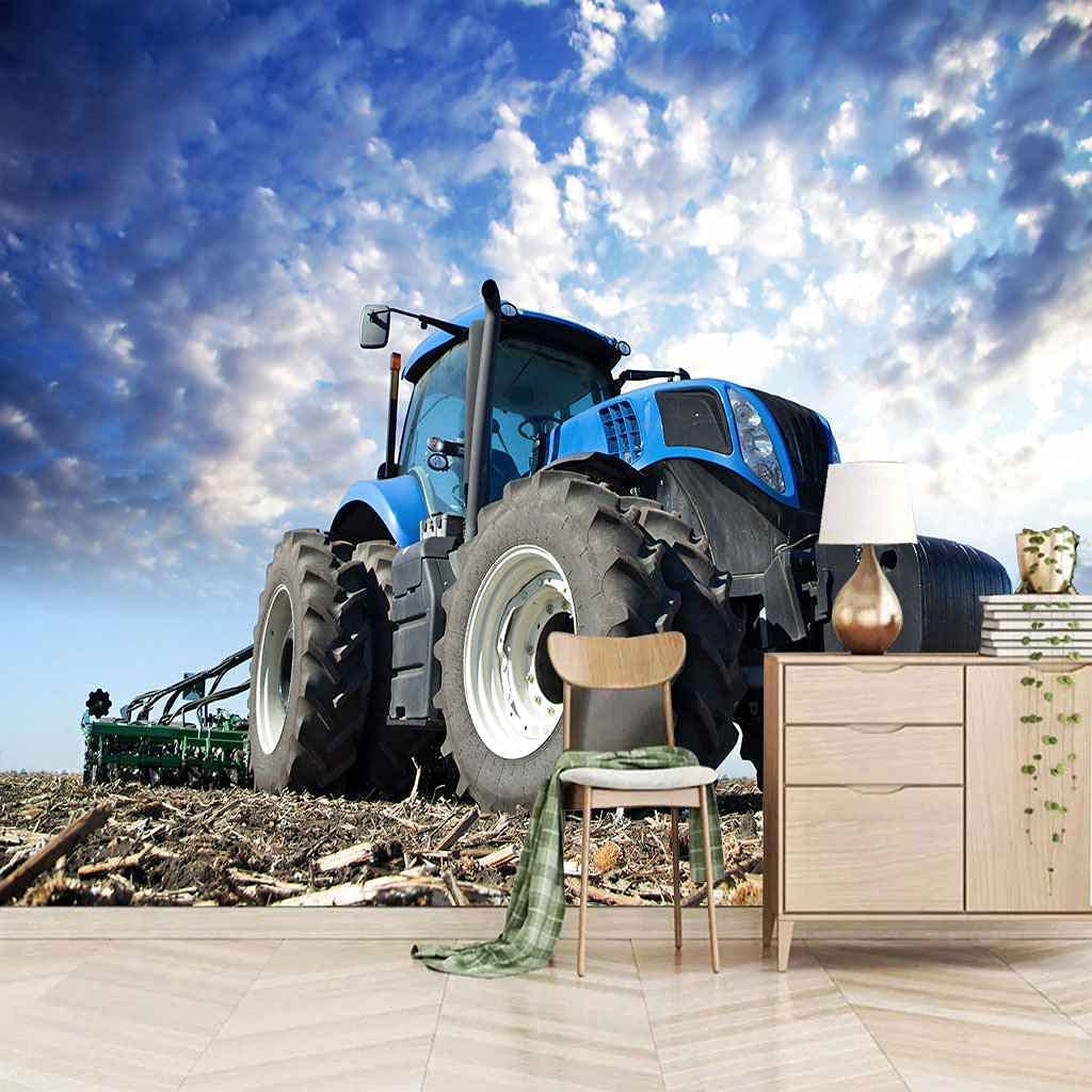 Mural Papel Pintado Foto Casa Personalizado 3D Papel Pintado Mural Tractor Azul Pared De Fondo De Tv Para Sala De Estar, Pintura En Lienzo Impermeable, Carteles De Pared Au250 x 175 cm (ancho x alto)