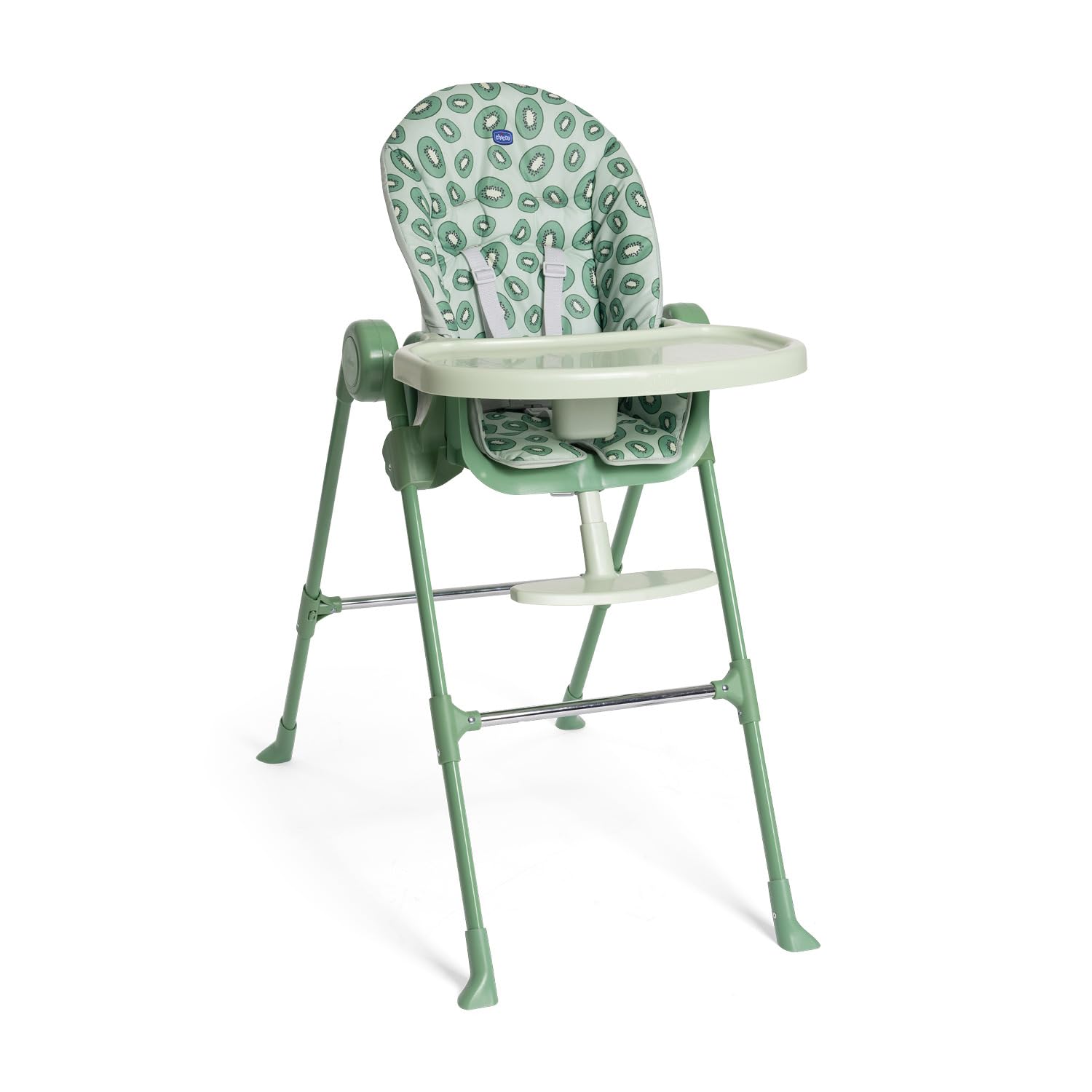 Chicco Polly Essential Seggiolone Pappa Evolutivo per Bambini da 0 Mesi a 15 KG, Reclinabile in 3 posizioni, 7 Livelli di altezza, Chiusura Compatta, Tessuto in poliestere riciclato, Verde