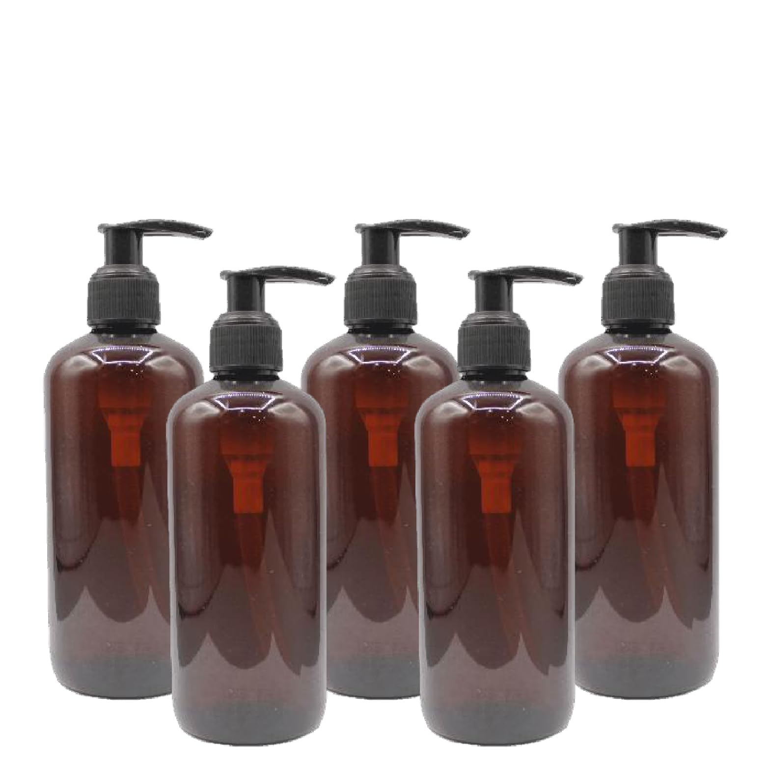 Pharcos 5pcs Amber Plastic Pump Bottles with Black Dispenser - 300ml| Elegant Refillable Bottles for Liquid Soap, Shampoo,Conditioner and Oils.-image-15