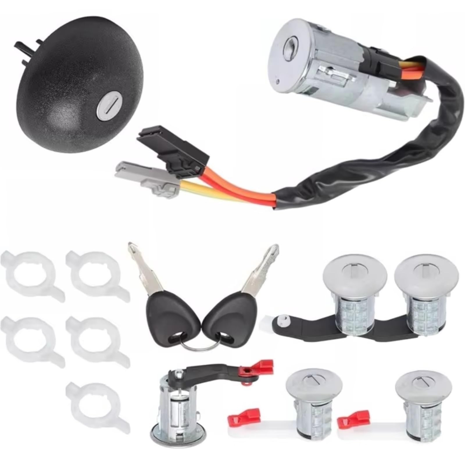 Ignition Lock Cylinder Compatible with Opel for Interstar 2002-2010 Steering Lock Ignition Switch Barrel Lock Cylinder Kit 7701471592 7701471591