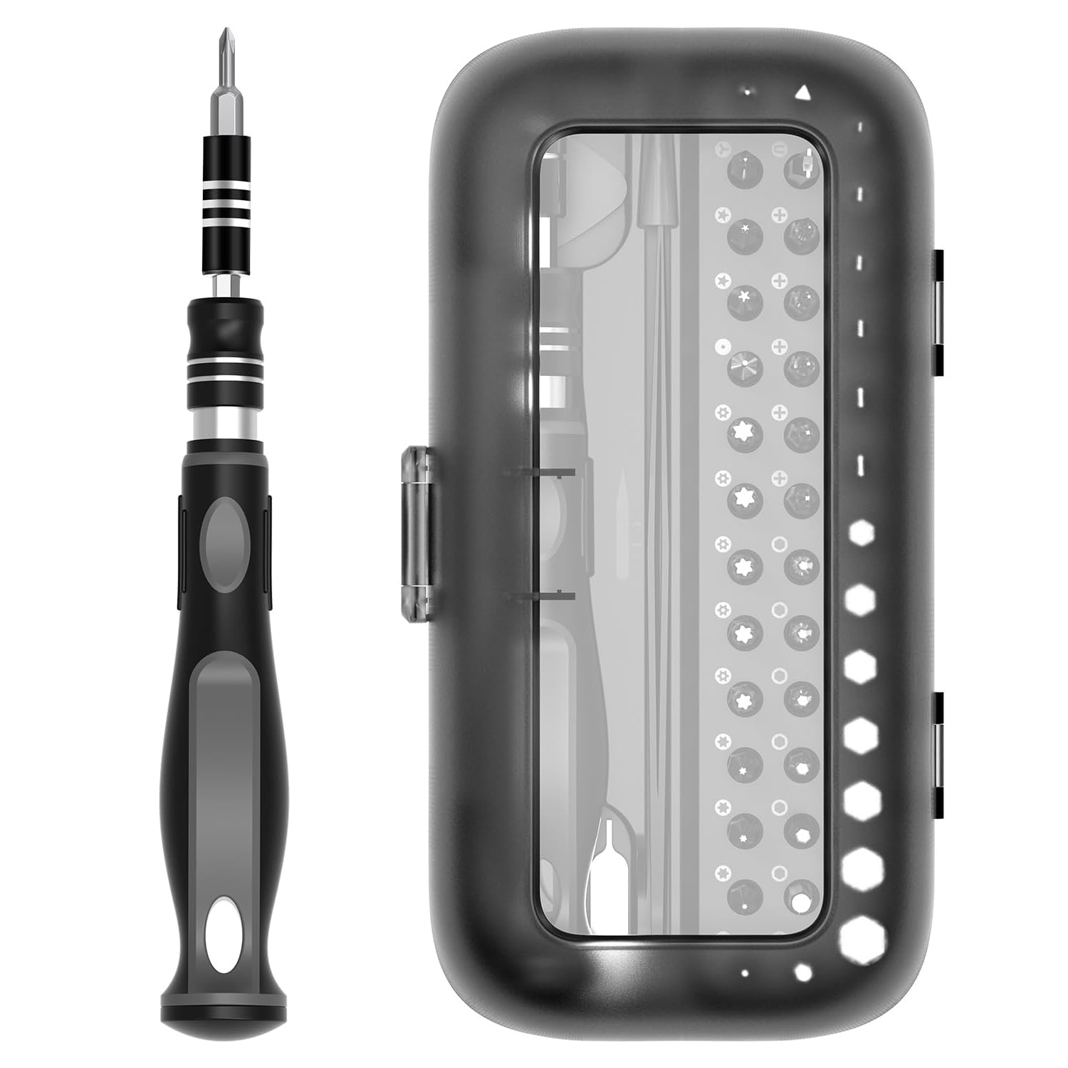 KASTWAVE 48 in 1 Precision Screwdriver Set - Portable Magnetic Tool Kit with 41 PCS Precision Bits, Torx Hex Screwdriver for Phone, Laptop, PC, Watch, Glasses, Game Console, Eyeglass