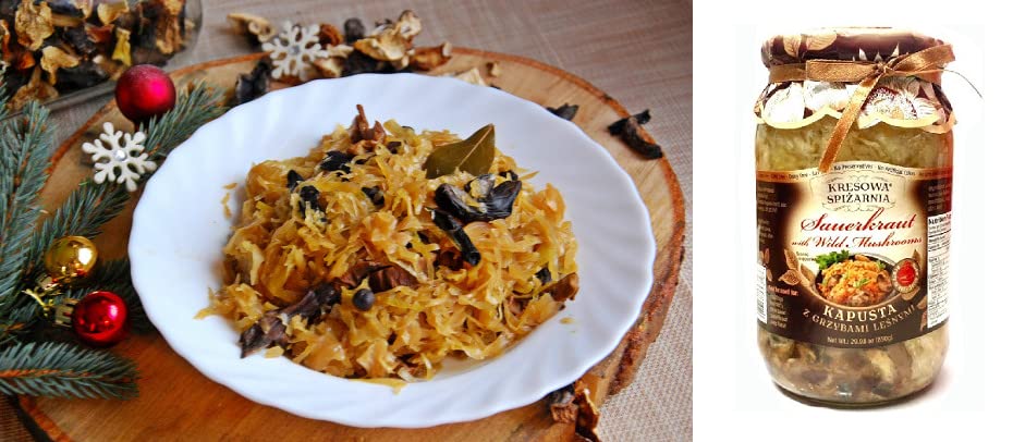 Miniatura 4 de Al Amin Foods Chucrut polaco con champiñones silvestres (Kapusta kiszona z lenymi grzybami) 2 tarros de vidrio NT. Peso 29.98 onzas (29.98oz) Por