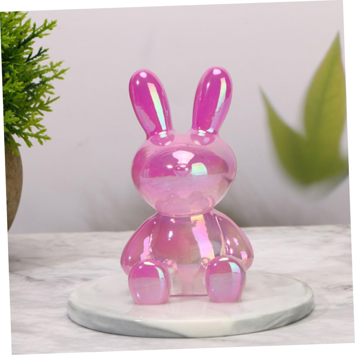Toyvian 3pièces Ornement Résine De Lapin Transparent Moderne Figurine Décorative pour Table Décoration De Jardin Et Balcon Motif Unique Rose Pastel