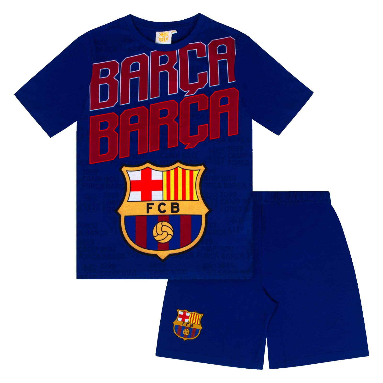 FC Barcelona Official Football Boys Short Pyjamas Reflex Blue - Age 12-13 Years