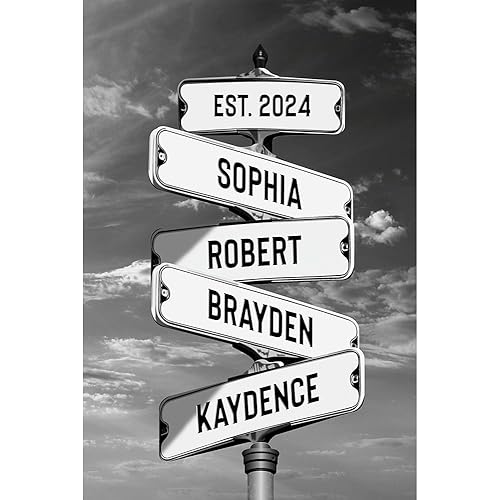 Personalized Canvas Vintage Street Art For Couples, Crossroads Sign For Couple, Custom Name And Date Canvas Poster Print, Wedding Street Art #20