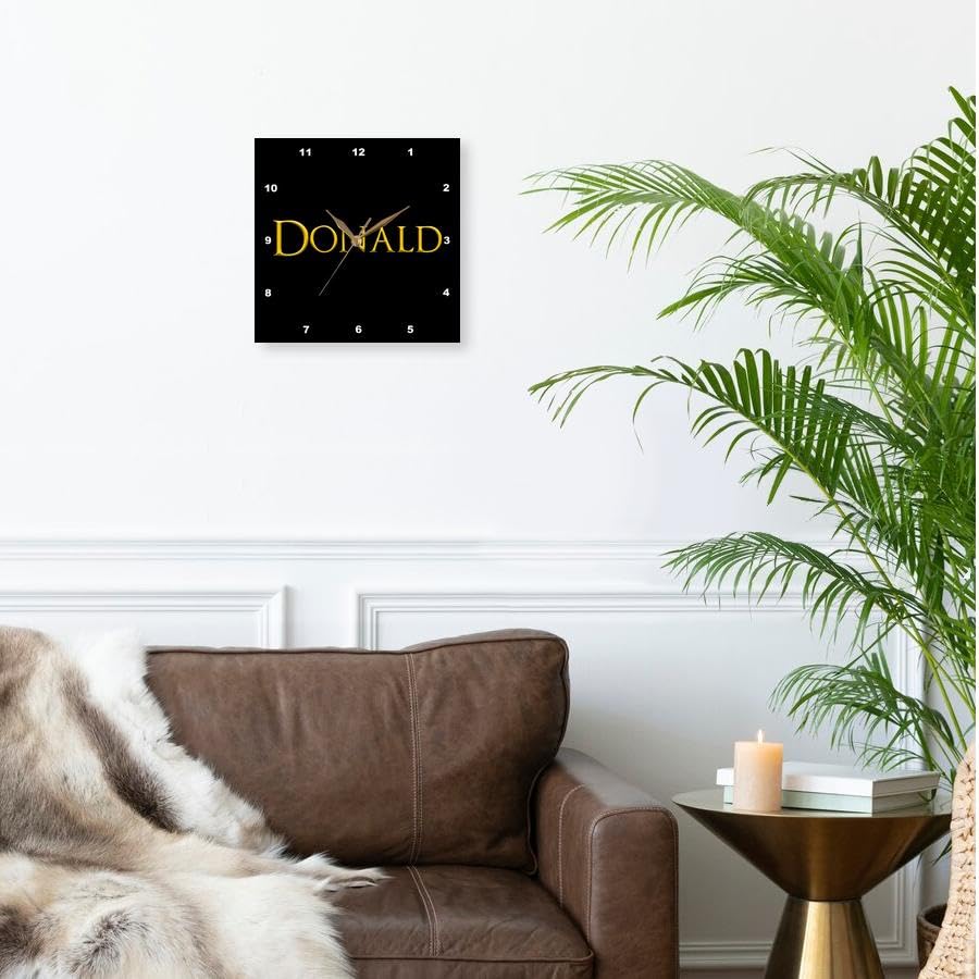 3dRose Wall Clock Silent - 13 inch - Donald Popular, Trendy Gentleman Name in The USA. an Elegant Amulet - Alexis Design - Popular Male Names in USA 3