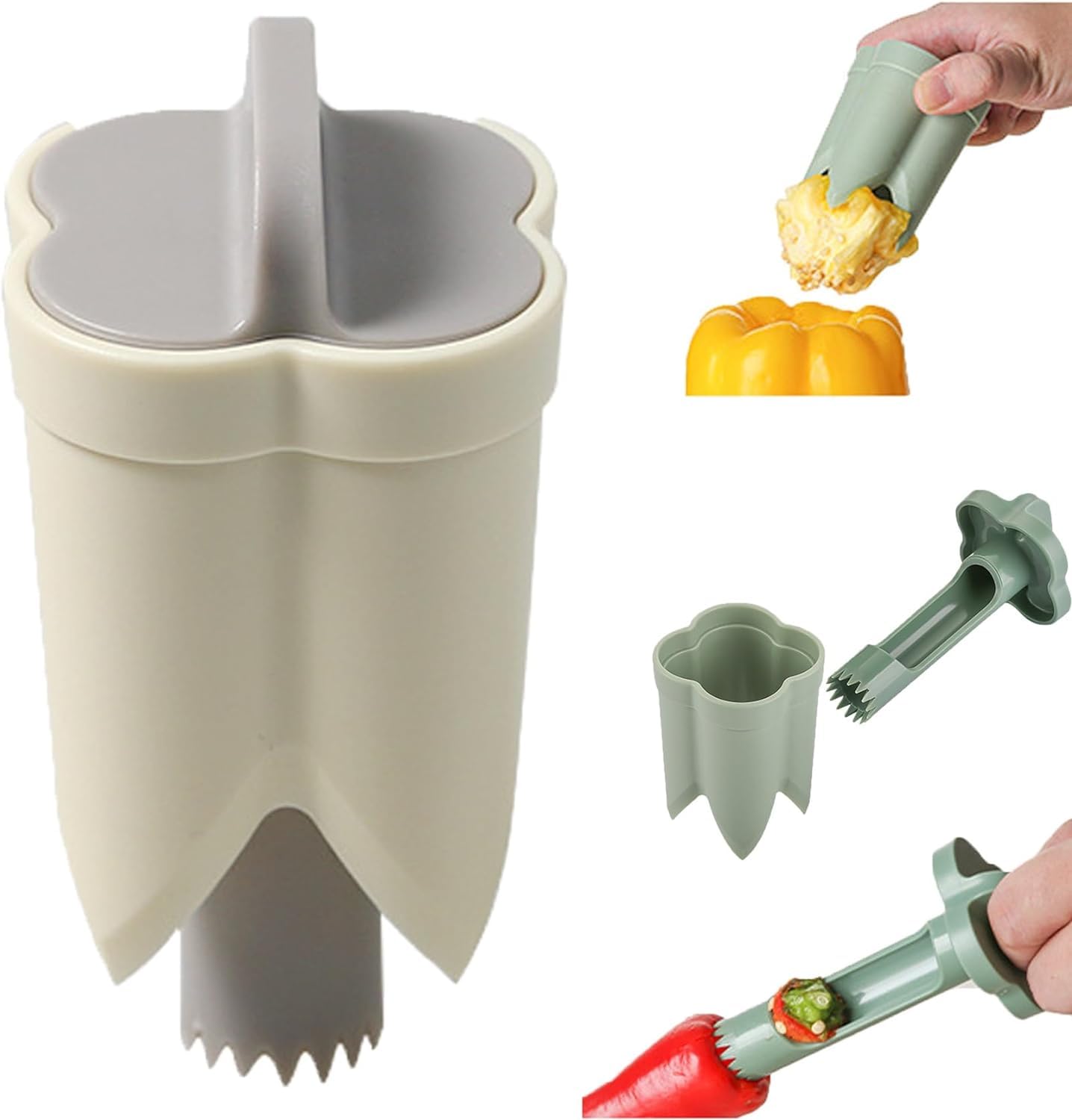 SENHAI 2-in-1 Pfefferkern-Entferner - Praktisches Küchenwerkzeug Für Paprika & Chilis