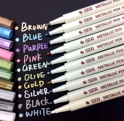 Bismillah and Read – 10 Metallic Marker Stifte mit leuchtende Farben, 1-2 mm Schreibdicke