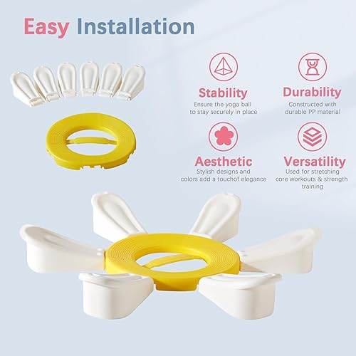 Miniatura 3 de Pelota de ejercicio, base de pelota de yoga en forma de margarita con bandas de resistencia para estabilidad, yoga, equilibrio y embarazo, silla de