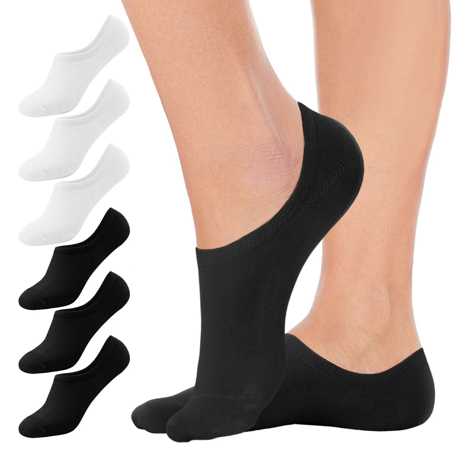 SIHOHANNo Show Socks Women 6 Pairs, Invisible Socks for Women with Non-Slip Silicone, Low Cut Liner Trainer Socks for Ladies and Girls