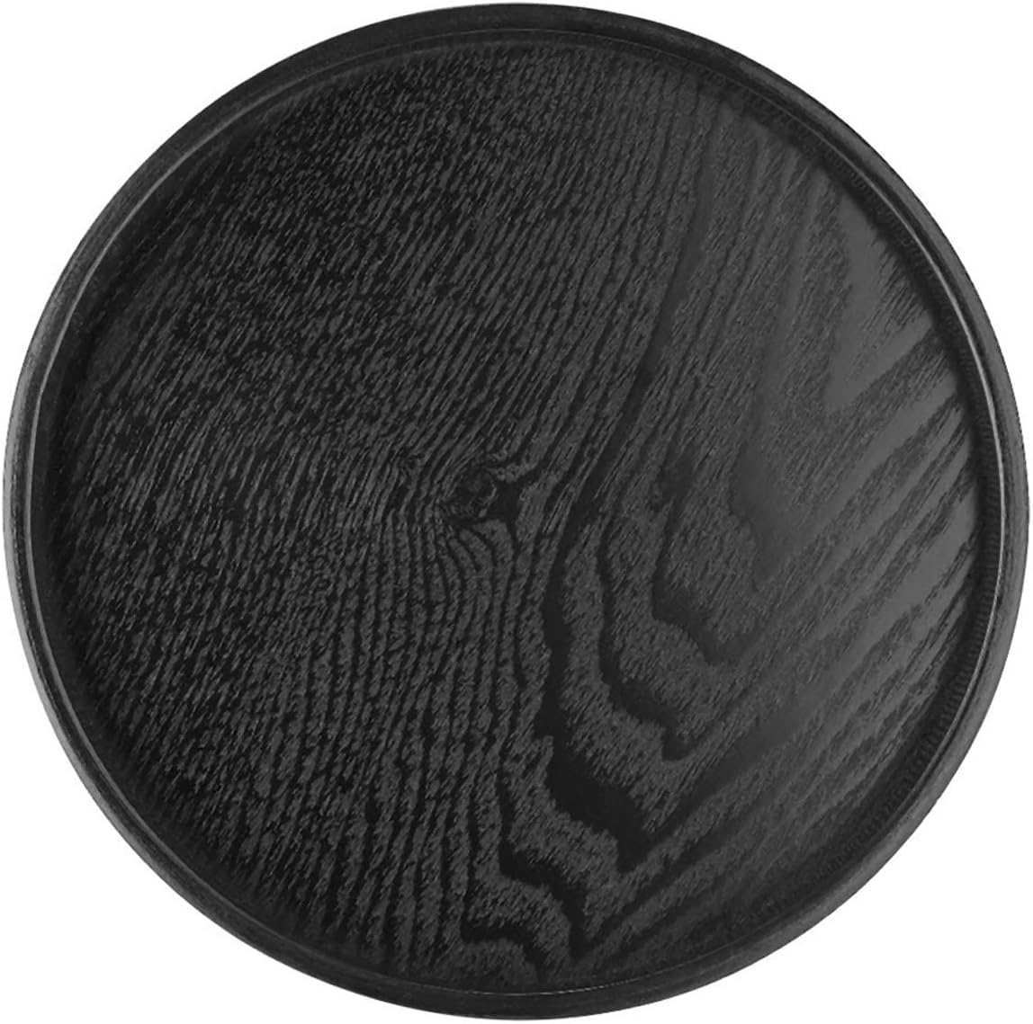 Benting Round/Rectangle Solid Wood Serving Tray Non-Slip Tea Coffee Snack Plate Food Meals Serving Tray with Raised Edges for Home Kitchen Restaurant (Round)