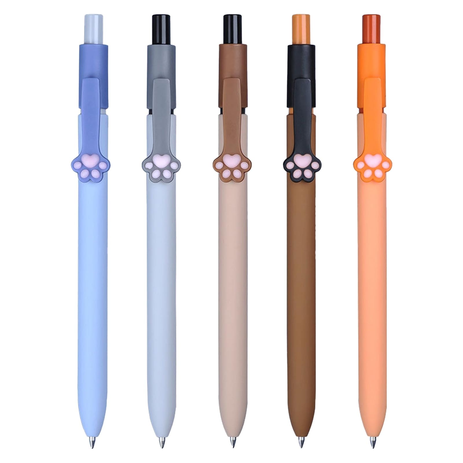 Cat Gifts for Women, Cat Gifts, 5 Pack Cute Cat Gel Pens with 0.5mm Black Ink, Retractable Cat Pens, Gift for Cat Lovers, Cat Stationery Pen Set, Kawaii Japanese Stationery