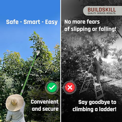 Image of BUILDSKILL 16 Ft Telescopic Coconut Plucker with Pole - Shock Proof | Adjustable Height 8-16 ft | Includes & Fruit Picker | Lightweight & Durable Fiber Glass Construction - Easy Assembly