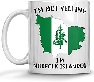 Funny Norfolk Island Pride Coffee Mugs, I'm Not Yelling I'm Norfolk Islander Mug, Gift Idea for Norfolk Islander Men and Women Featuring the Country Map and Flag, Proud Patriot Souvenirs and Gifts