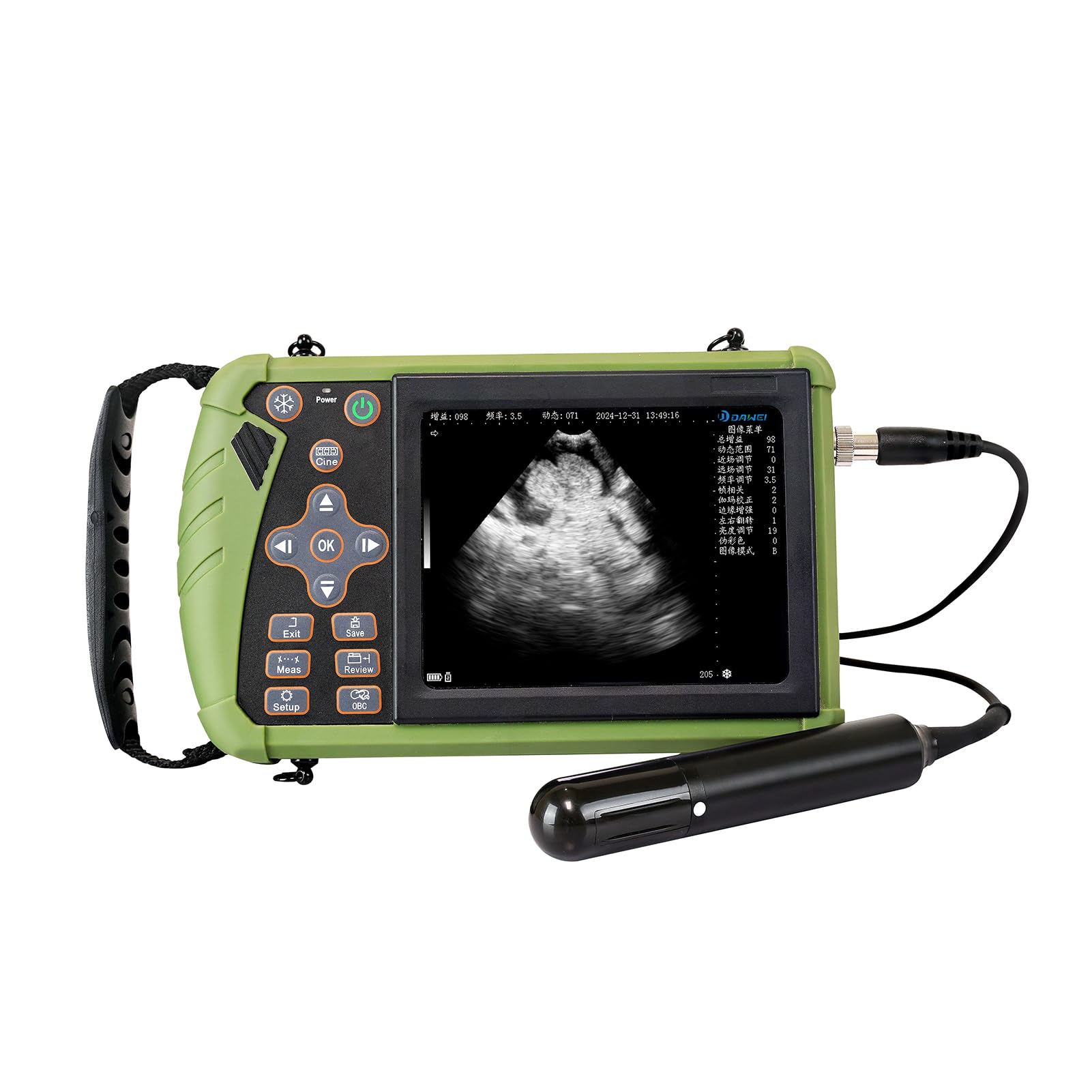 Échographe Vétérinaire Portable Avec Sonde 3,5 Mhz,Pour Porcs Et Ovins Echographie Appareil Grossesse Multifonction Ultrason B Portable Avec Affichage LED Pour Élevage (Sonde rectale)