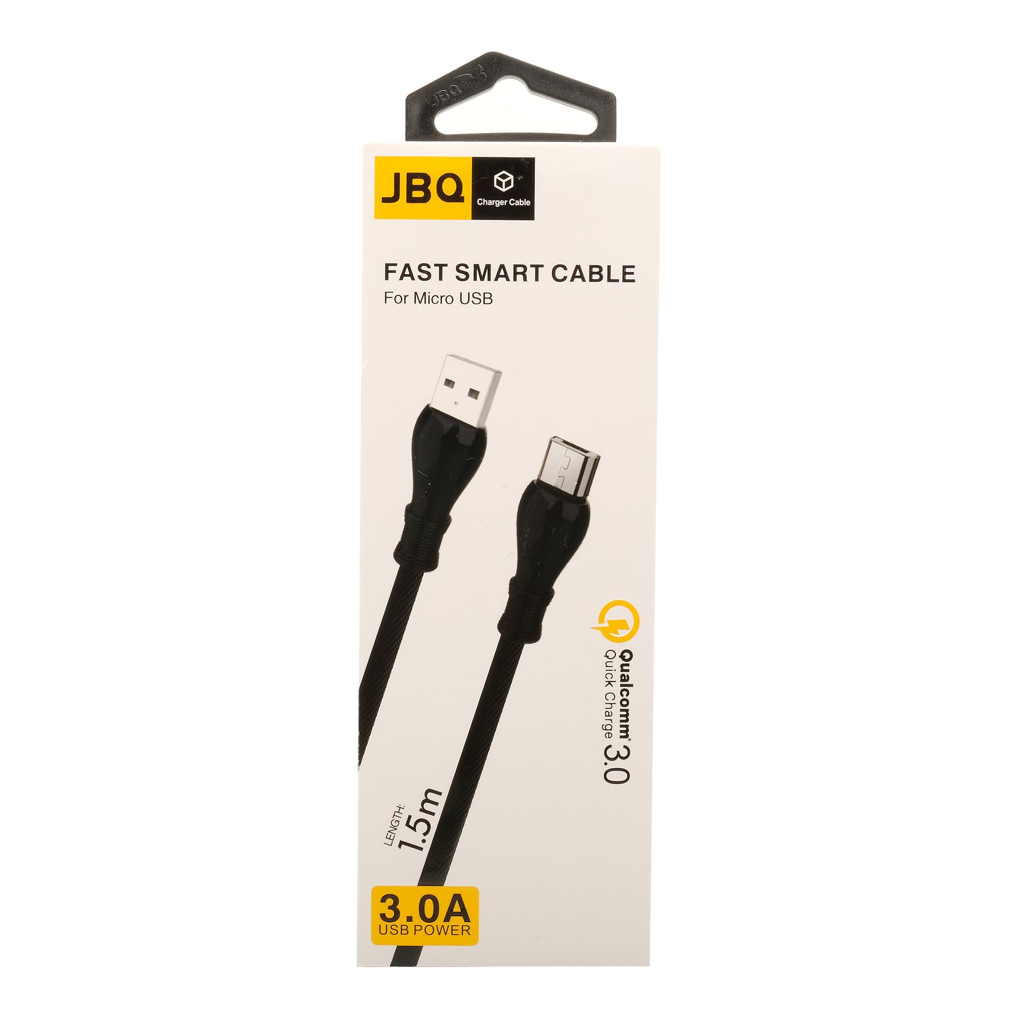 JBQ Fast Smart Charging Cable USB To Micro, High Speed 3.0A USB Output Power, 1.5m Length, (Black)