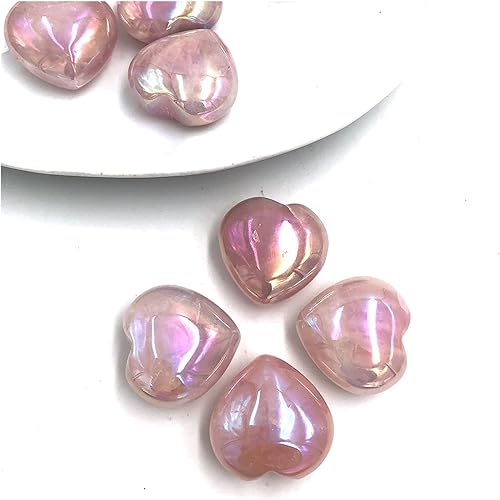 Feng Shui Decorar 1 pieza de titanio al azar arco iris ángel aura rosa cuarzo cristal forma corazón regalos reiki decoración del hogar piedra piedra
