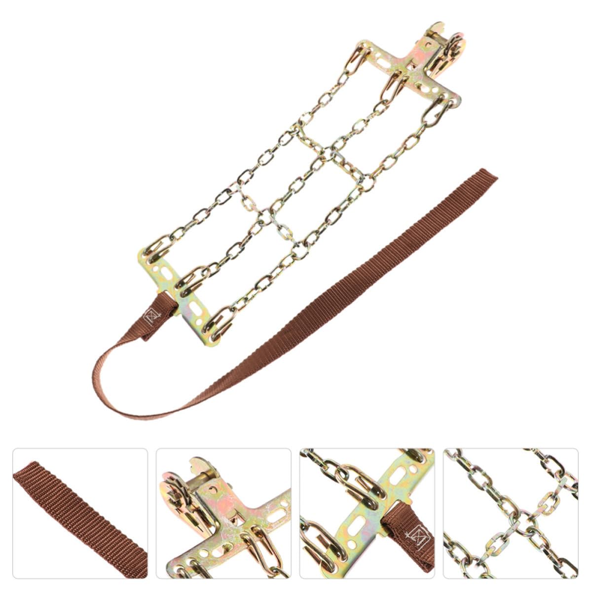 Cadenas Instalación Antideslizantes para de Neumáticos Invierno, Reforzadas de Acero Dorado Fácil, Paquete de 2 Piezas para
