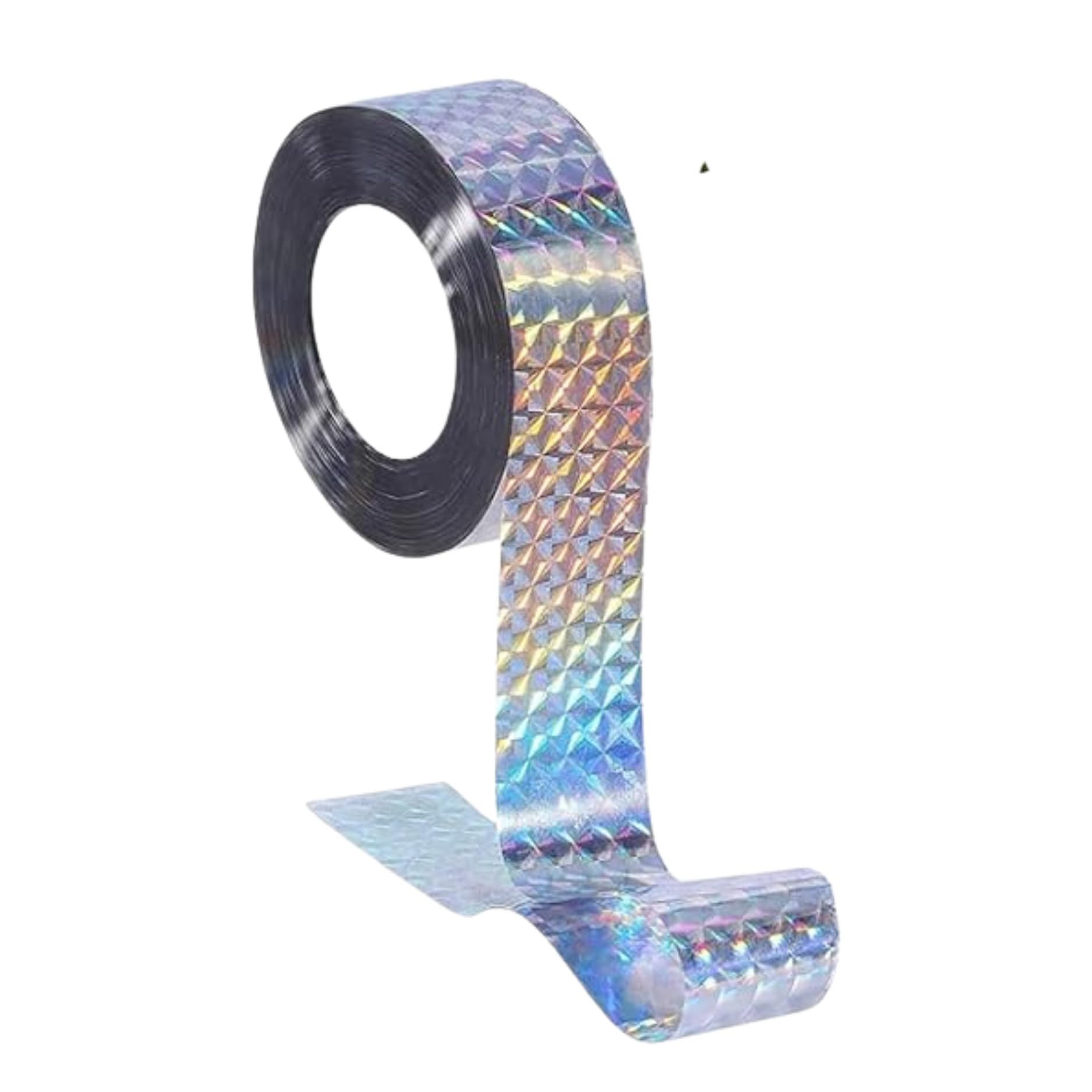 SWILAK Silver Garden Bird Scaring Devices Double Sided Reflective Scare Bird Tape Yard Reflective Decoration Rolls -catching Ribbons Reflective Bird Repellent Scare Tape Birdcatcher (2.4cm*_Set of 1)