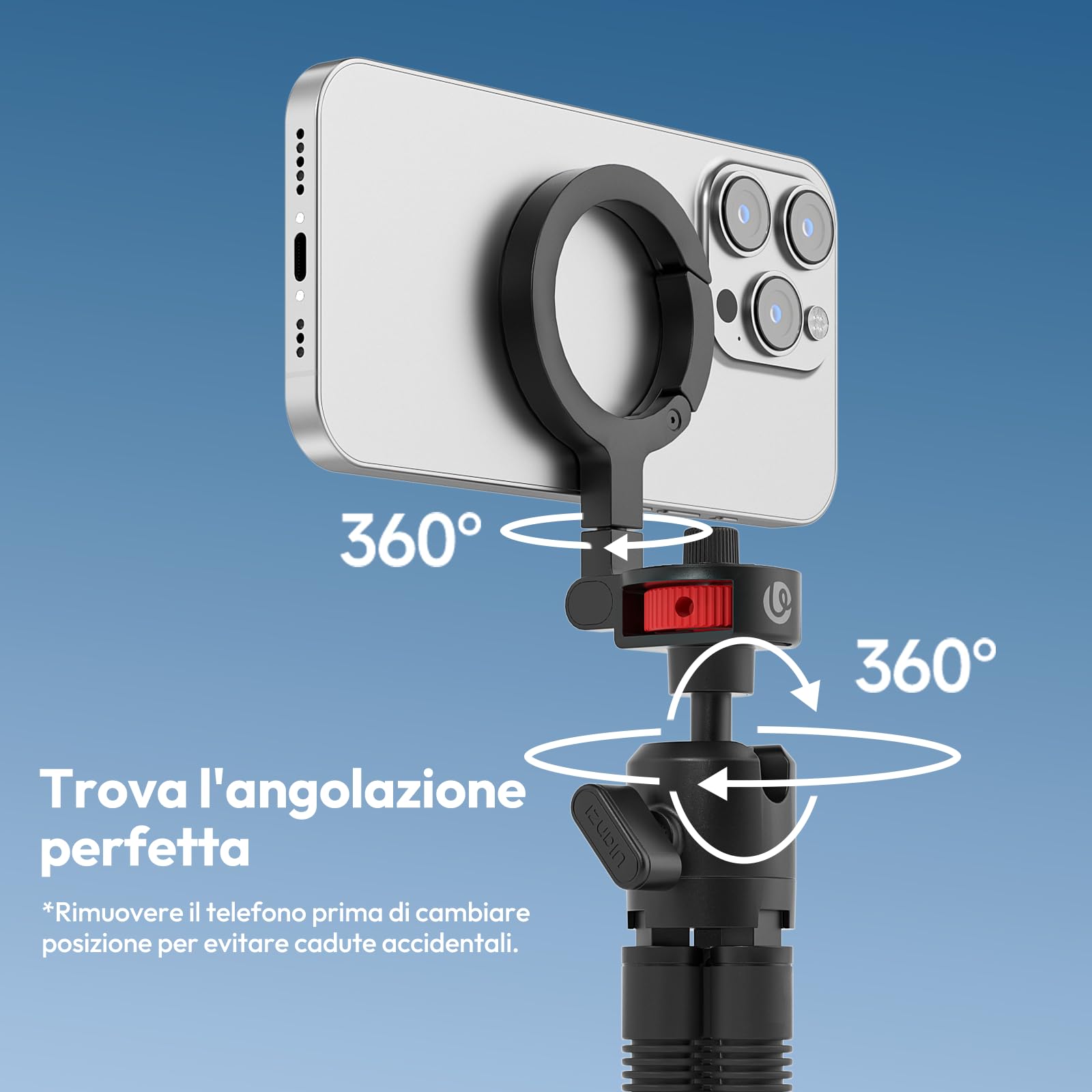 ULANZI MT30 cavalletto fotografico flessibile, Mini treppiede cellulare portatile magnetico per iPhone con filettatura da 1/4", Mini treppiede octopus per fotocame compatte per ripresa foto e video