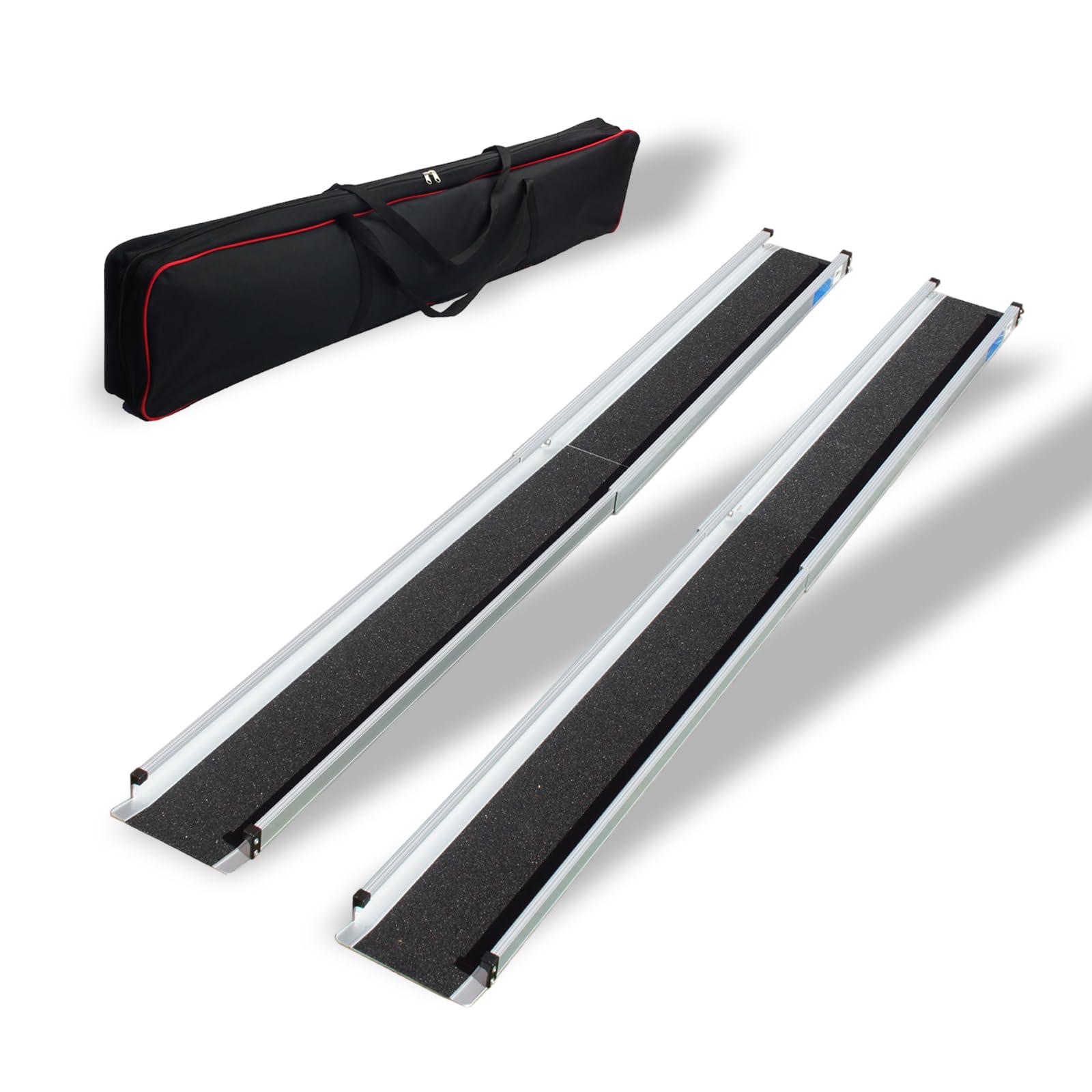 TRUTZHOLM Rollstuhlrampe Teleskop Rampe 120-213 cm Auffahrrampe Laderampe Auffahrschiene Paar | 270 KG | Antirutsch Belag, leicht in der Textiltasche (213)