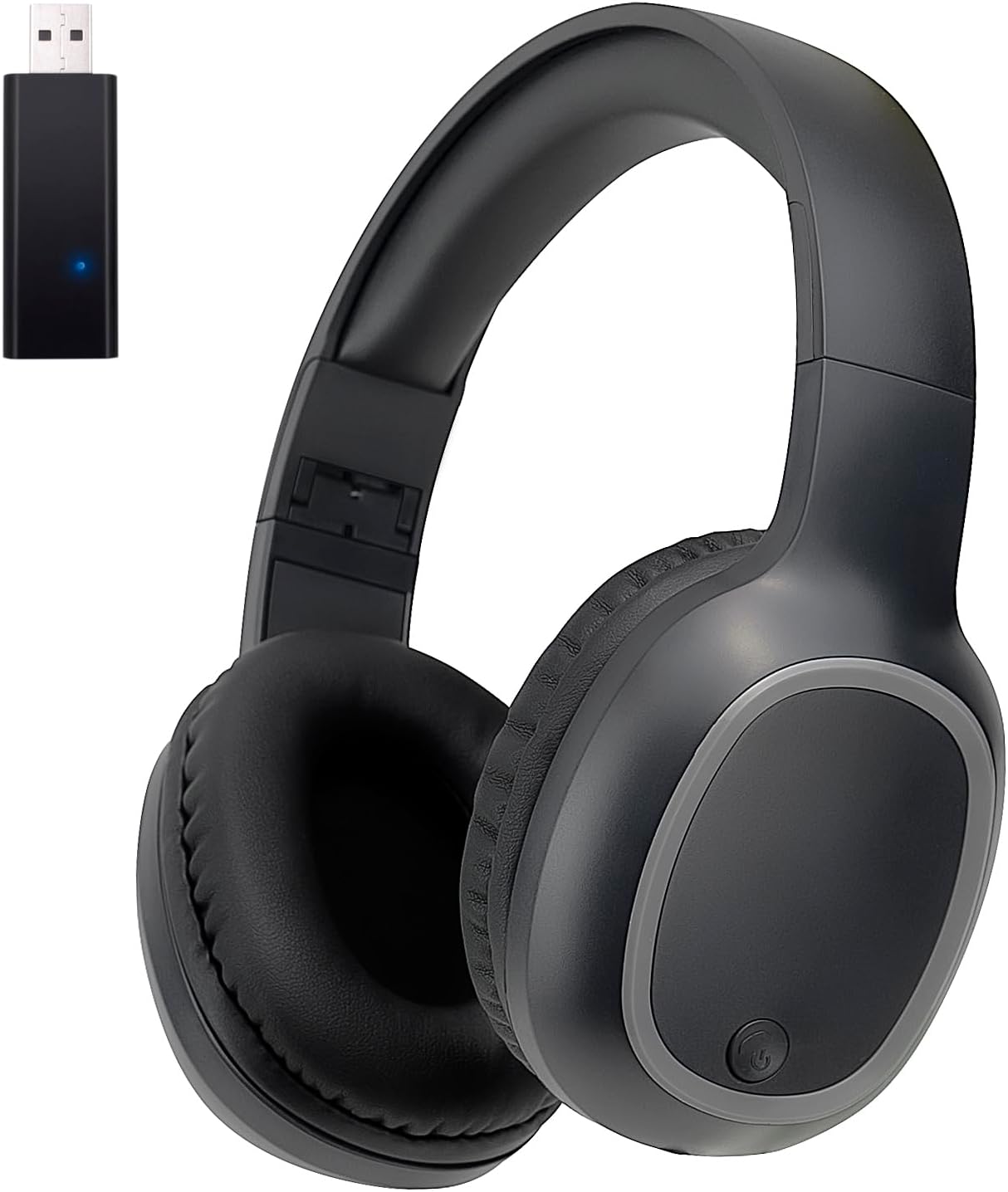 Over-Ear Bluetooth-Kopfhörer mit Bluetooth-USB-Sender für TV, PC, 3,5-mm-Audiogerät, drahtloses Headset für Mobiltelefon, leichtes, folables Headset mit tiefem Bass, Stereo-Sound (Schwarz)