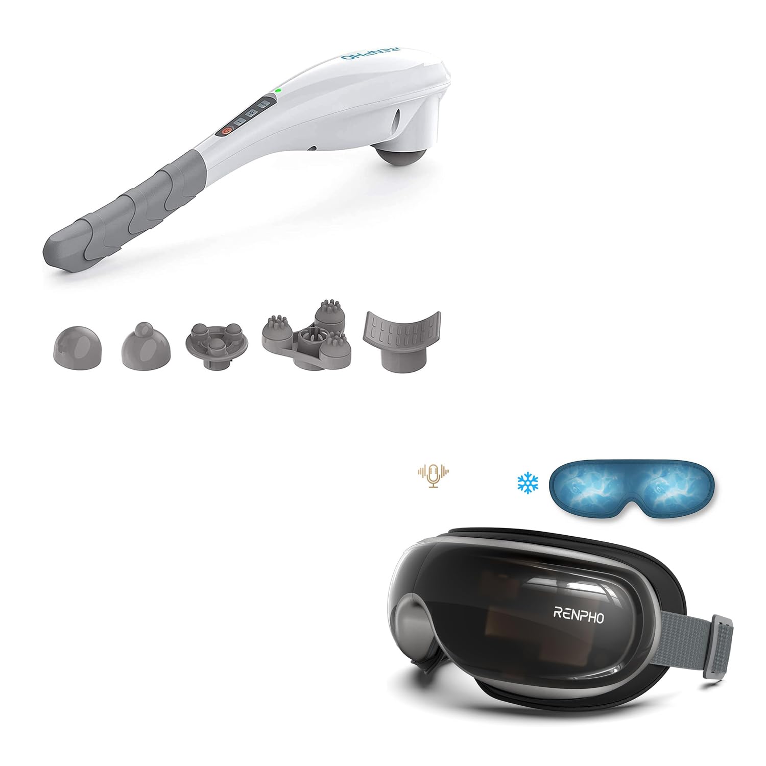 RENPHO Eye Massager Eyeris 3-Voice Control Rechargeable Hand Held Deep Tissue Massager