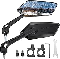 PTIYSTA Pair of Bike Handlebar Mirrors - 360° Rotating Scratch-Resistant Lens, Wide View, Universal 20-25mm Fit for Safe Cycling