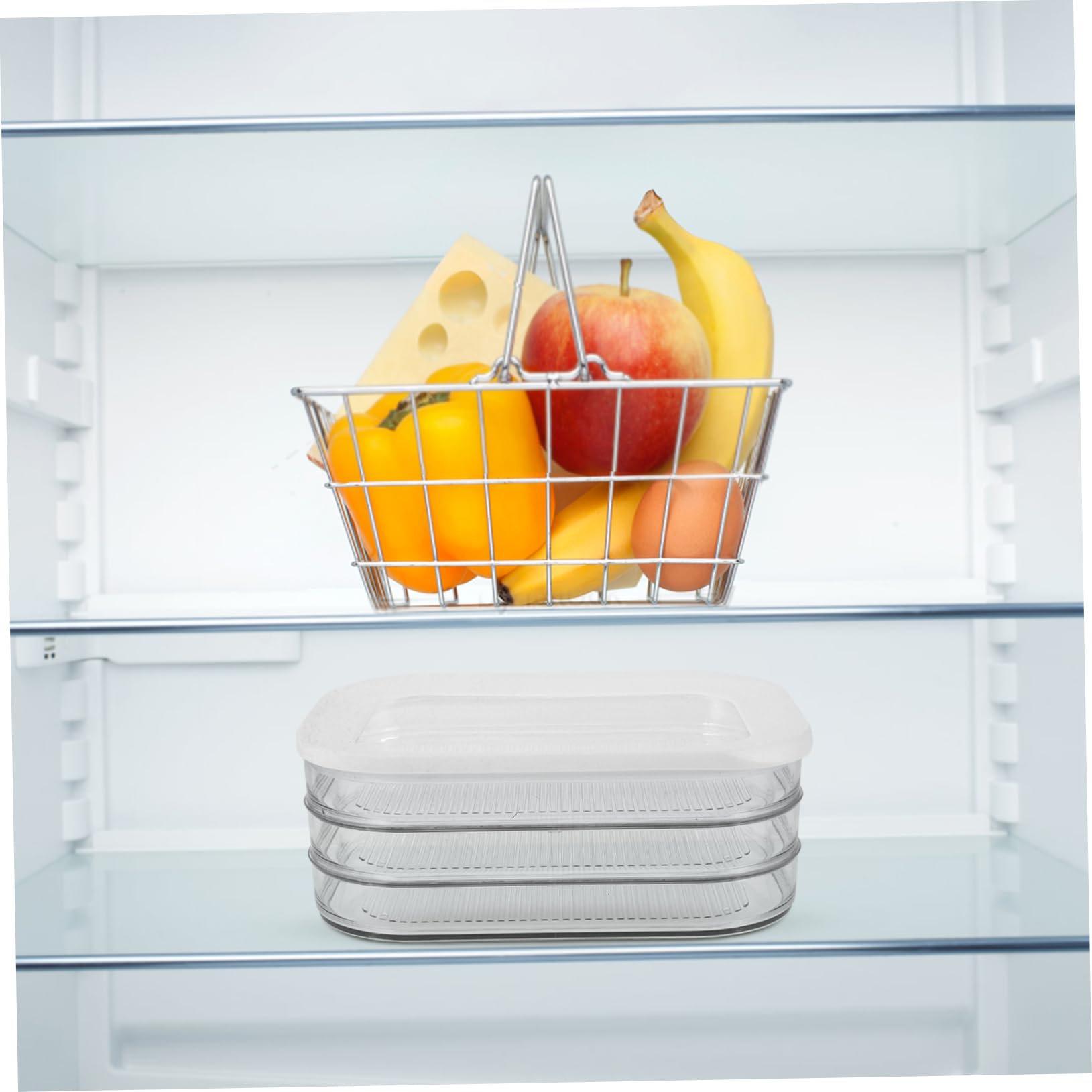 Caja Organizadora de Alimentos Tapa Transparente de Acrílico Resistente a Deformaciones y Larga Duración para Tocino Adecuado para Conservar en Refrigerador