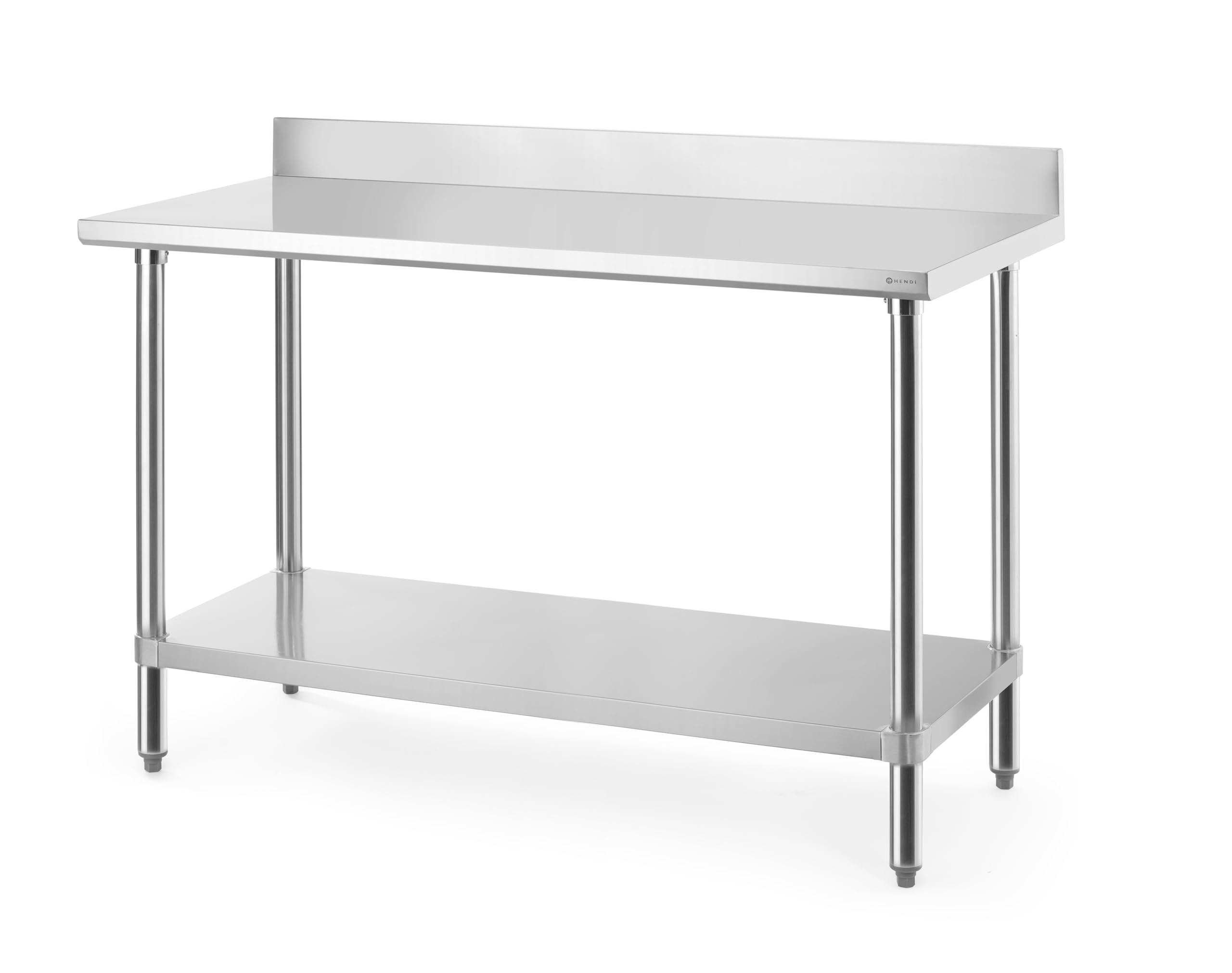 HENDI Tavolo da lavoro con alzatina posteriore, ripiano inferiore, 1400x600x(H)950mm, acciaio inox