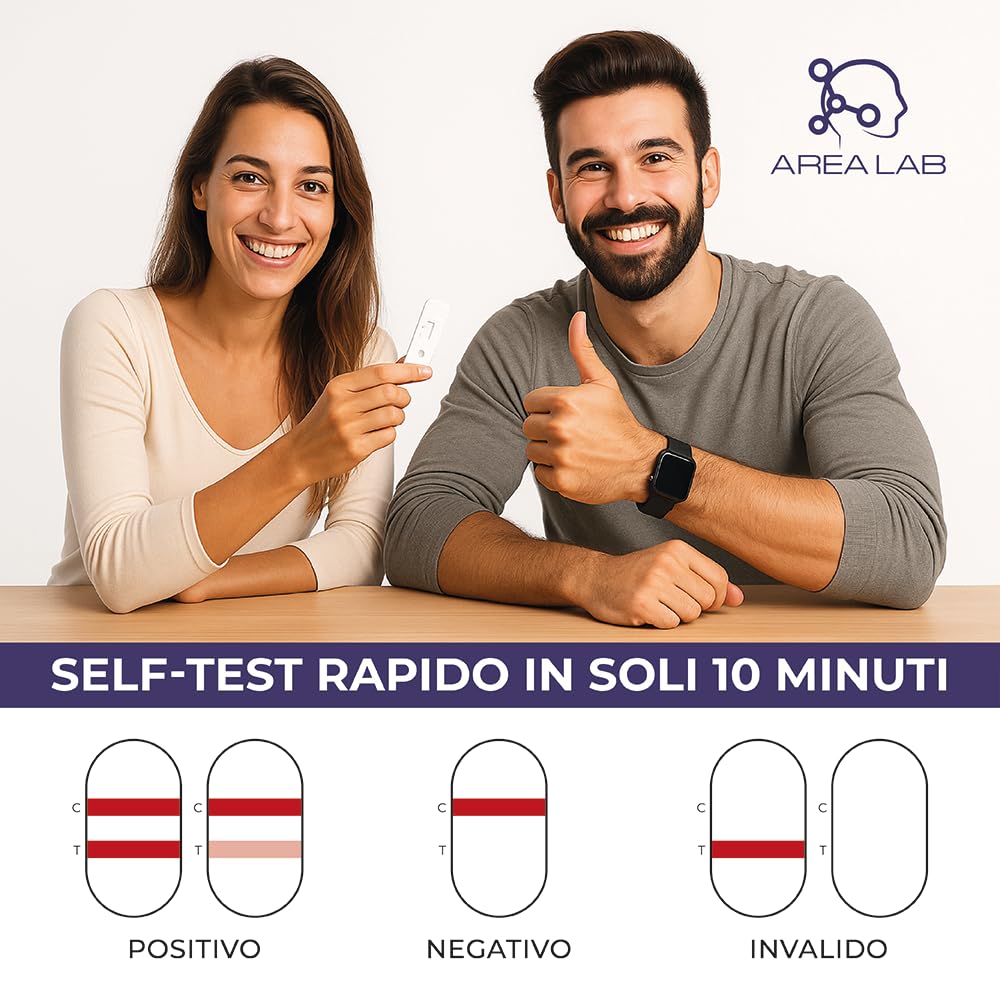 Test Helicobacter Pylori AREA LAB | Kit Analisi Feci per H. pylori | Dispositivo Medico Registrato al Ministero della Salute | Certificato CE | Risultati in 10 Minuti | 97,8% Precisione