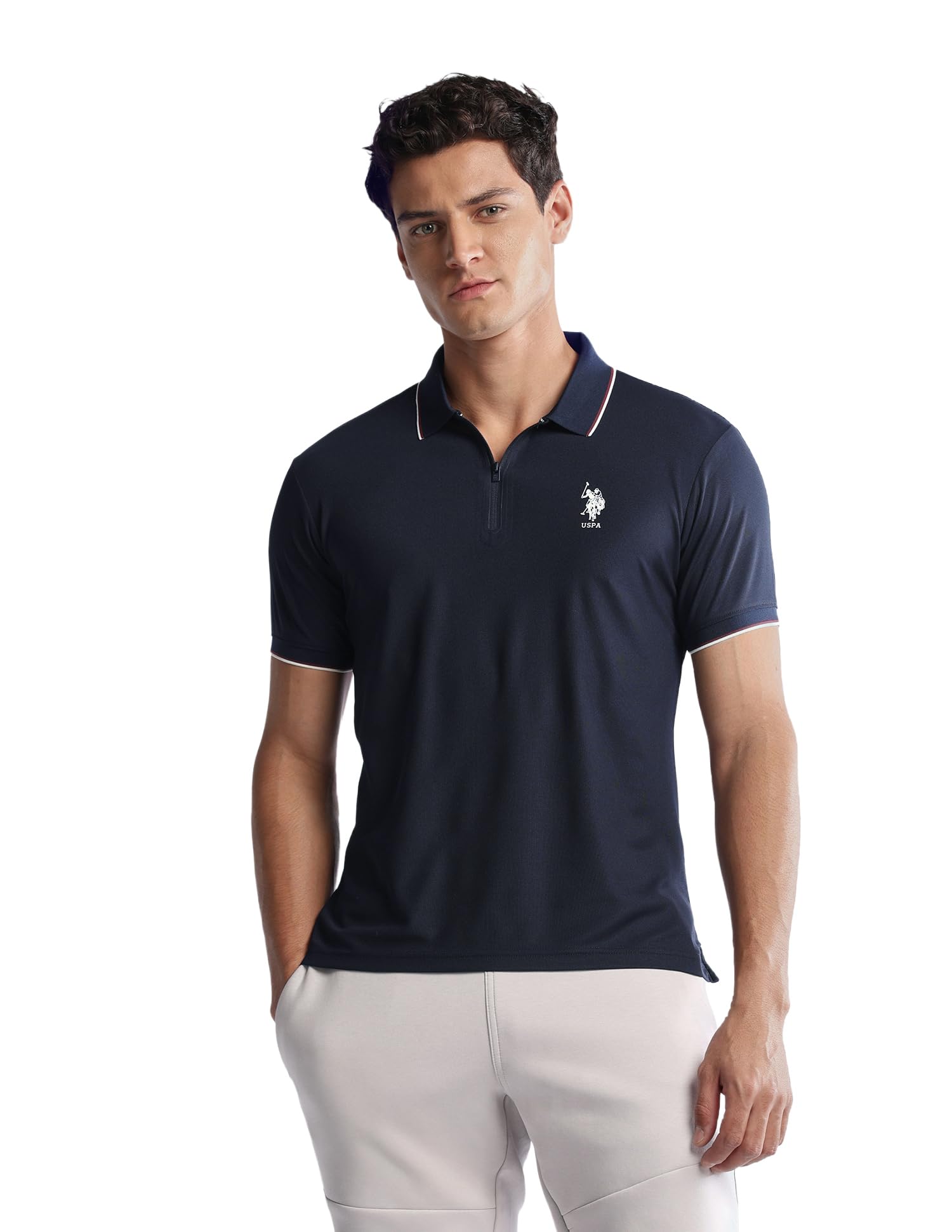 u.s. polo assn. Solid Active Wear Polo T Shirts for Men - Regular Fit, Breathable Half Sleeves Mens Tshirt-picture-55