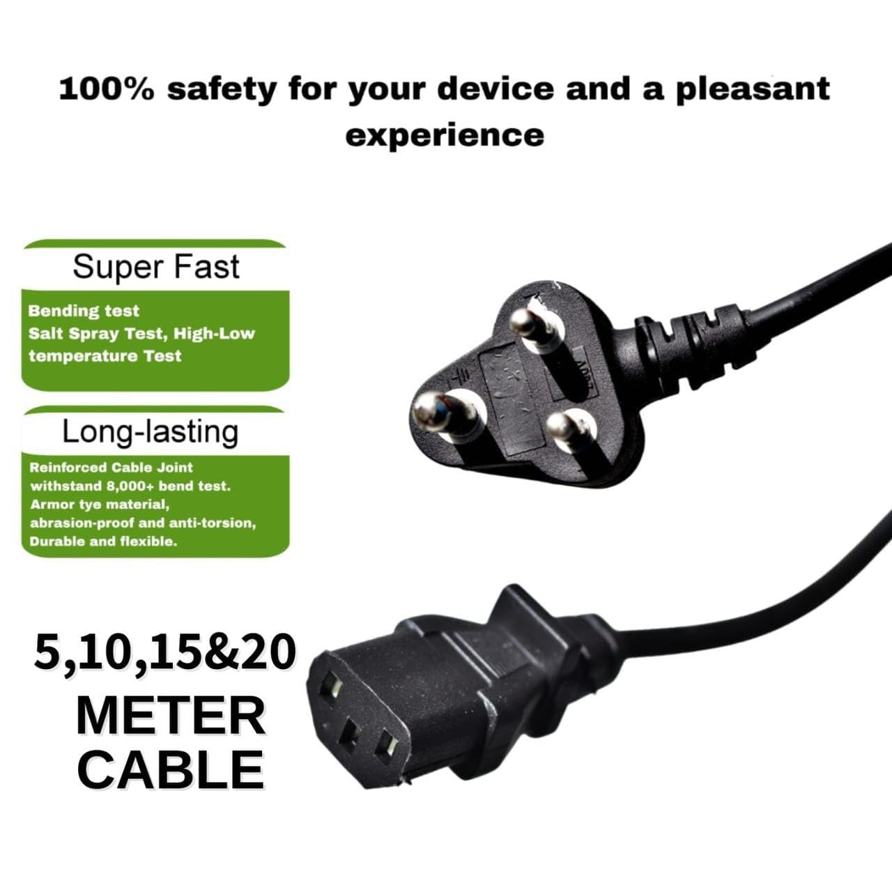 Camrox Heavy Duty 5Meter AC 3Pin Wire for Porta Light Studio Umbrella Light Desktop & PC Printer