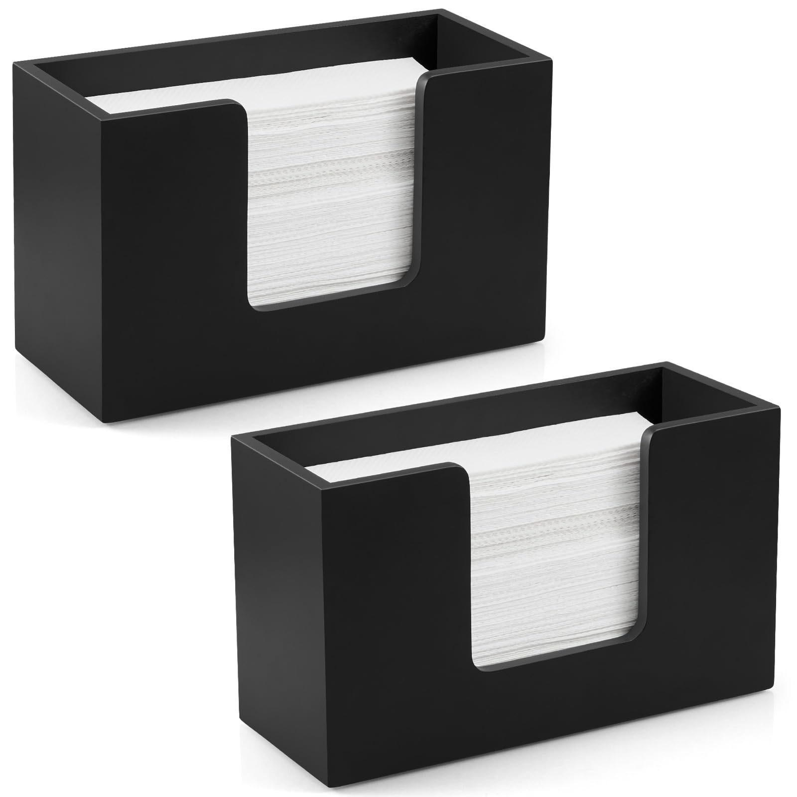 Confezione da 2 grandi dispenser di asciugamani di carta da lavoro, in legno, piegati, per bagno degli ospiti, vassoio dispenser per fazzoletti da tavolo per più pieghe a C, piegatura a Z, triplice