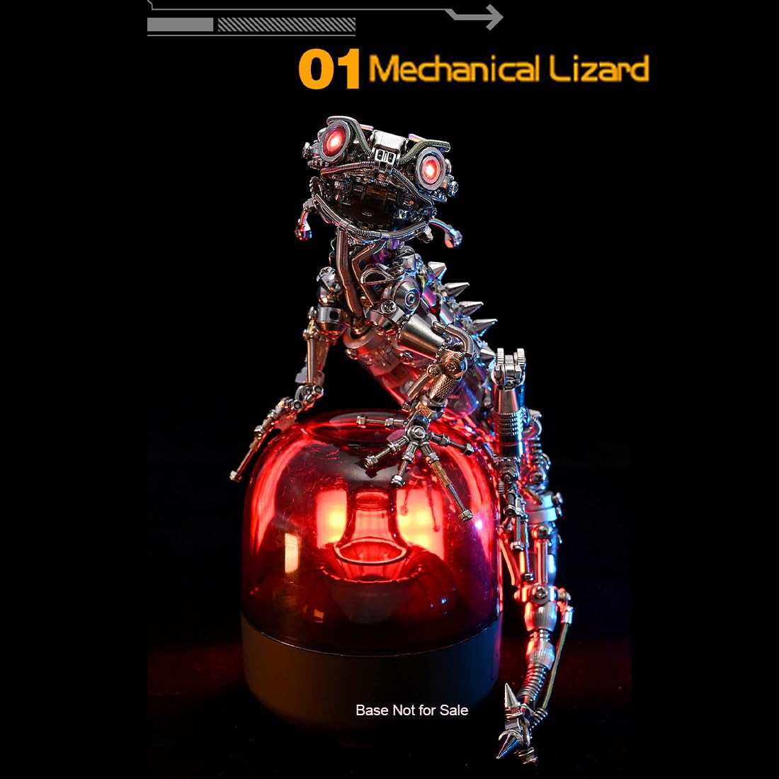 Metalowe puzzle 3D dla dorosłych, metalowe mechaniczne jaszczurki 3D, zestaw do budowy modelu z diodami LED, "zrób to sam", puzzle ze zwierzętami, ruchomy model mechaniczny, ornamenty i prezenty, 1000