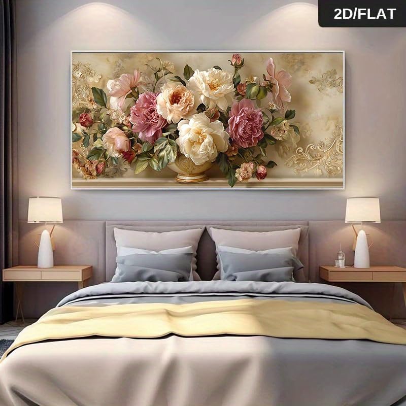 Toile bouquets de roses pour réchauffer un grand mur vide