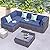 HOOOWOOO Patio Outdoor Furniture Sectional Couch Set,5 Piece Wicker Weather Resistant Conversation Set,Modern Corner Modular L Shaped Sofa Set with Table for Yard Seating and Lying(Denim Blue)