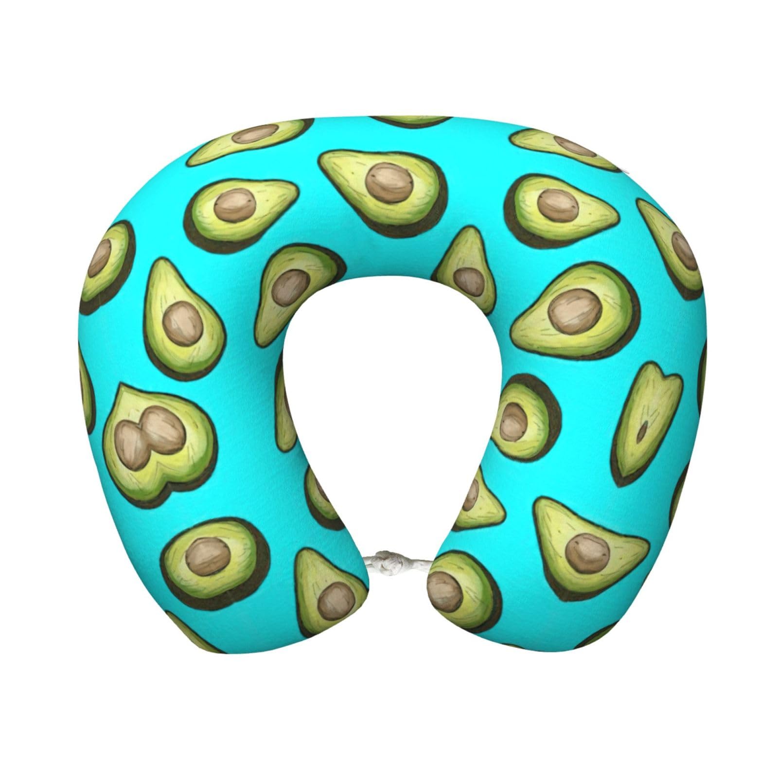 yagDAA Fresh Tropical Fruit Avocado Print U-Shape Travel Neck Pillows Memory Foam Neck Pillow For Airplane Car Office Sleeping Rest