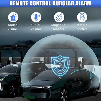 Car Anti-Theft Vibration Alarm, 108dB Auto Door Security Anti Theft Device with Red Light, Wireless Remote Car Window Alarm System, Magnetic Anti Theft Device for Motorcycle, Truck